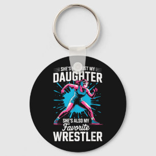 Funny Wrestling Mom Dad Daughter Girl Wrestler Keychain