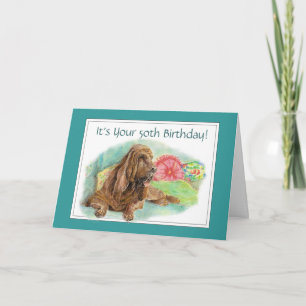 Funny Wrinkled Hound Dog Old Age 50th Birthday Card