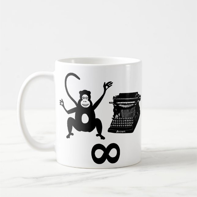 Funny Writer Monkey Typewriter Infinity Coffee Mug (Left)