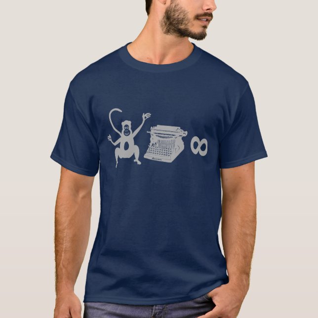 Funny Writer Monkey Typewriter Infinity T-Shirt (Front)