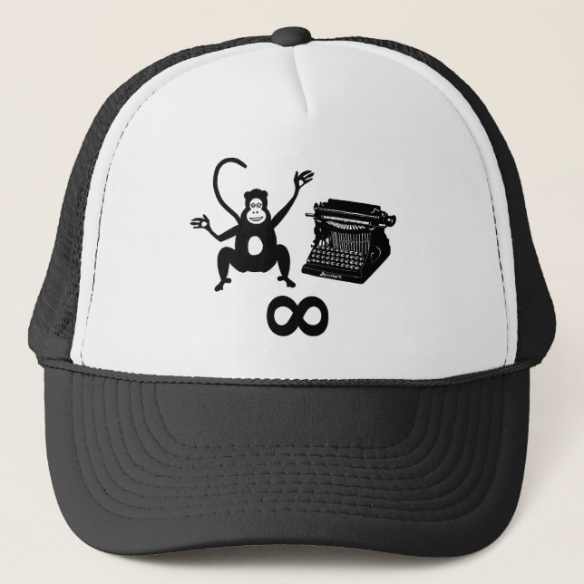 Funny Writer Monkey Typewriter Infinity Trucker Hat (Front)