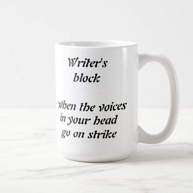Funny writer's block little voices mug (Right)