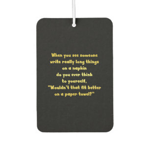 Funny Writing on a Napkin Joke Air Freshener