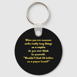 Funny Writing on a Napkin Joke Keychain