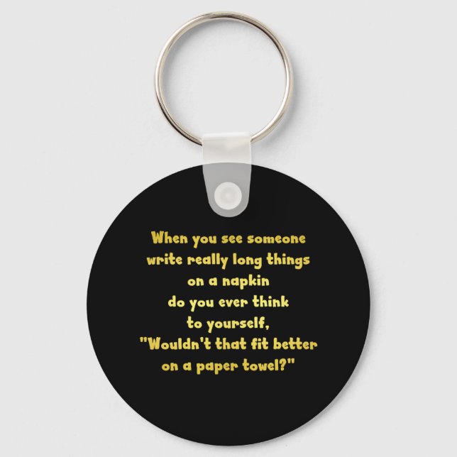Funny Writing on a Napkin Joke Keychain (Front)