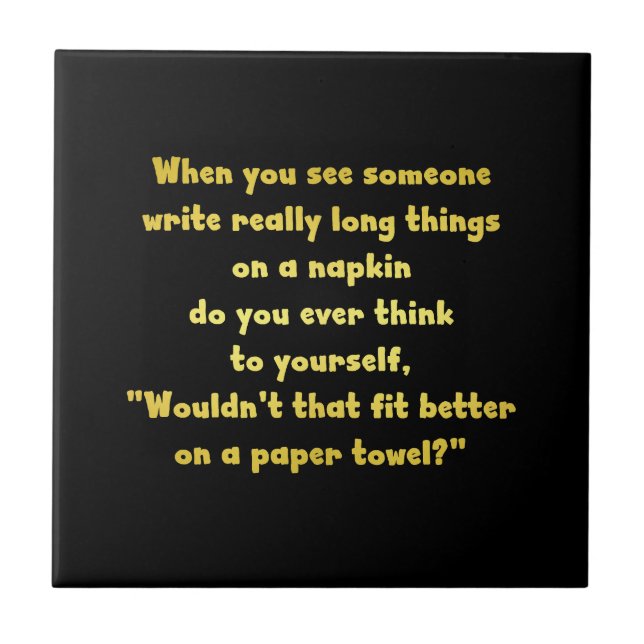 Funny Writing on a Napkin Joke Tile (Front)