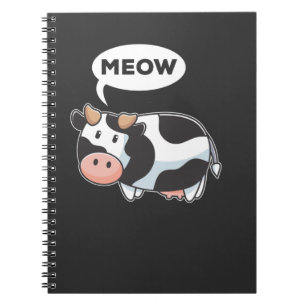 Funny Wrong Animal Sound Pun Cow and Cat Lover Notebook