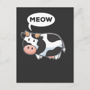 Funny Wrong Animal Sound Pun Cow and Cat Lover Postcard