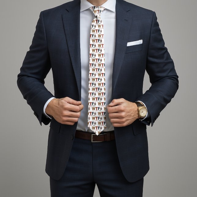 Funny WTF Wine Turkey Family Thanksgiving Tie (Creator Uploaded)