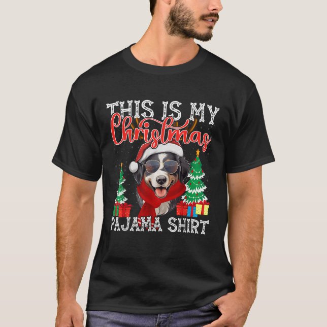 Funny X Mas Pajama Reindeer Australian Shepherd Ch T-Shirt (Front)