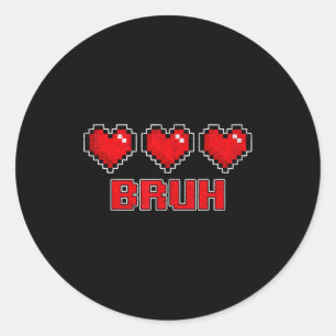 Funny Xel Hearts Gamer Bruh, Valentines Video Game Classic Round Sticker