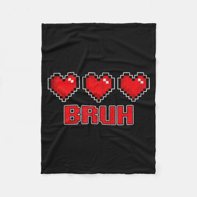 Funny Xel Hearts Gamer Bruh, Valentines Video Game Fleece Blanket (Front)