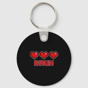 Funny Xel Hearts Gamer Bruh, Valentines Video Game Keychain