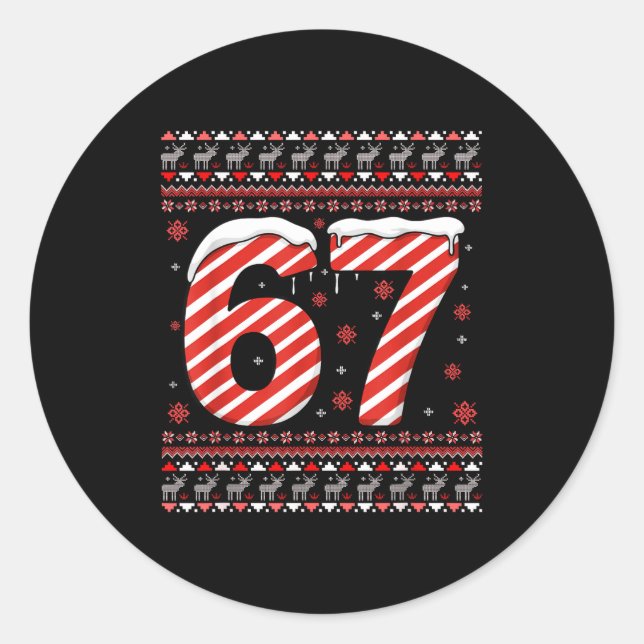 Funny Xmas 67 Six Seven Meme Gen Alpha Slang Chris Classic Round Sticker (Front)