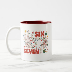 Funny Xmas 67 Skeleton Hand Six Seven Christmas Two-Tone Coffee Mug