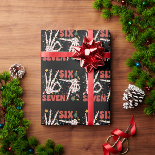 Funny Xmas 67 Skeleton Hand Six Seven Christmas  Wrapping Paper