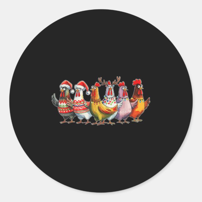 Funny Xmas Chicken Farmer Christmas Matching Famil Classic Round Sticker (Front)