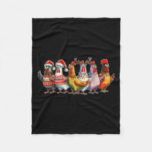 Funny Xmas Chicken Farmer Christmas Matching Famil Fleece Blanket
