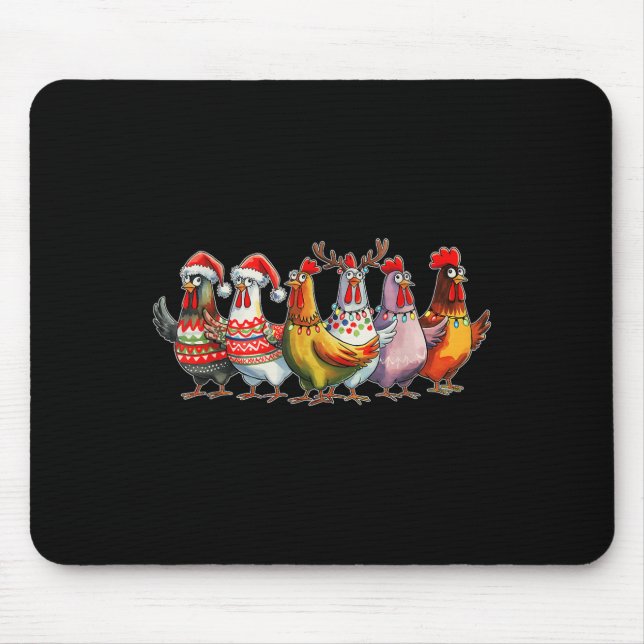 Funny Xmas Chicken Farmer Christmas Matching Famil Mouse Pad (Front)