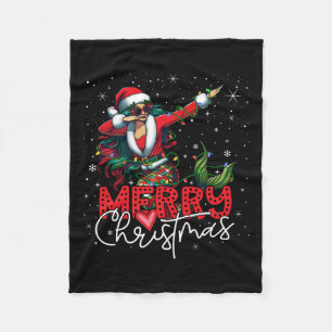 Funny Xmas Dabbing Mermaid Santa Claus Merry Chris Fleece Blanket