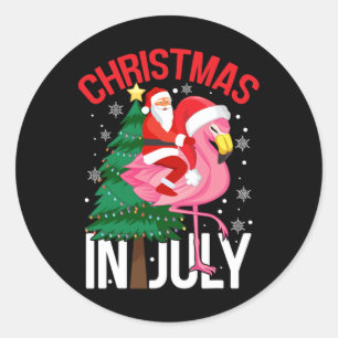 Funny Xmas Flamingo - Christmas In July Classic Round Sticker