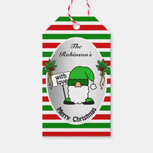 Funny Xmas Gnome Tratitional Coloured Personalized Gift Tags