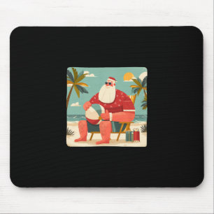 Funny Xmas Graphic With Beach Santa And Vacation L Mouse Pad