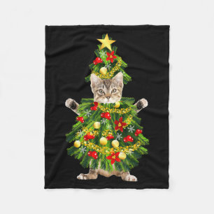 Funny Xmas Holiday Cat Christmas Tree For Cat Kitt Fleece Blanket