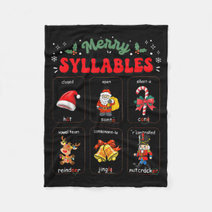 Funny Xmas Holiday Christmas Syllables Reading Tea Fleece Blanket