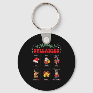 Funny Xmas Holiday Christmas Syllables Reading Tea Keychain