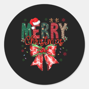 Funny Xmas Holiday Coquette Bow Merry Christmas 1  Classic Round Sticker