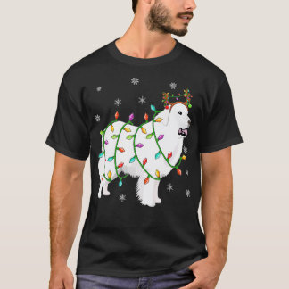 Funny Xmas Lighting Reindeer Hat Great Pyrenees Ch T-Shirt