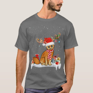 Funny Xmas Lighting Reindeer Santa Hat Fennec Fo C T-Shirt