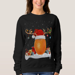 Funny Xmas Lighting Reindeer Santa Hat Orange Chri Sweatshirt