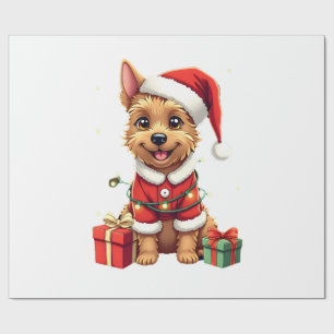 Funny Xmas Lighting Santa Border Terrier Dog Chris Wrapping Paper