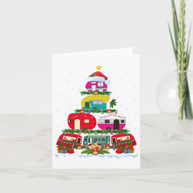 Funny Xmas Lighting Santa Camping Rv Christmas Tre Card (Front)