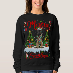 Funny Xmas Lighting Santa Hat Belgian Malinois Dog Sweatshirt