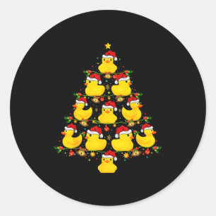Funny Xmas Lighting Santa Hat Rubber Duck Christma Classic Round Sticker
