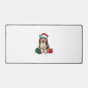 Funny Xmas Lighting Santa Hat Tamaskan Dog Christm Desk Mat