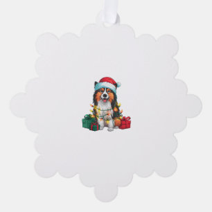 Funny Xmas Lighting Santa Hat Tamaskan Dog Christm Ornament Card
