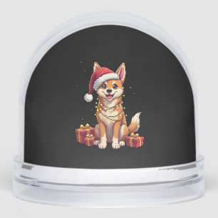 Funny Xmas Lighting Santa Hat Tamaskan Dog Christm Snowglobe