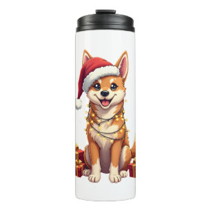 Funny Xmas Lighting Santa Hat Tamaskan Dog Christm Thermal Tumbler