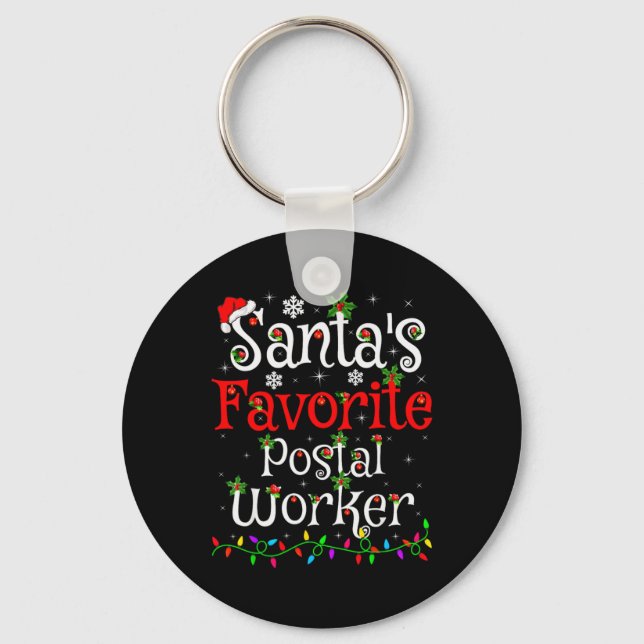 Funny Xmas Lighting Santas Favorite Stal Worker C  Keychain (Front)