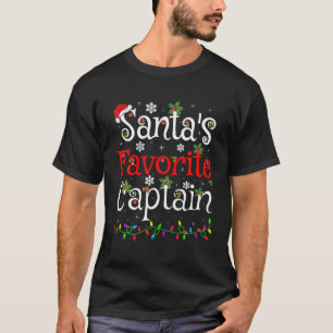 Funny Xmas Lighting Santa's Favourite Captain Chri T-Shirt