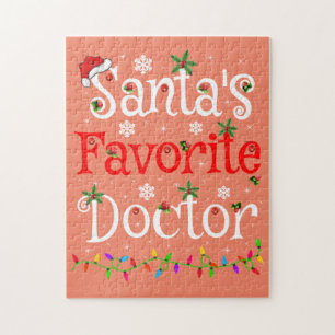 Funny Xmas Lighting Santa's Favourite Doctor Xmas Jigsaw Puzzle