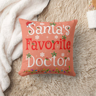 Funny Xmas Lighting Santa's Favourite Doctor Xmas Throw Pillow