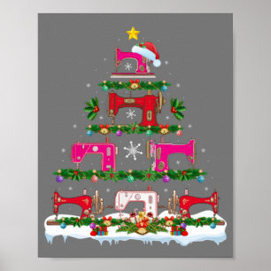 Funny Xmas Lighting Sewing Machine Christmas Tree Poster