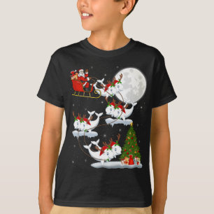 Funny Xmas Lighting Tree Santa Riding Beluga Whale T-Shirt