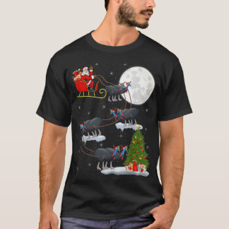 Funny Xmas Lighting Tree Santa Riding Cassowary Ch T-Shirt