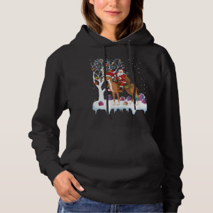 Funny Xmas Lighting Tree Santa Riding Greyhound Ch Hoodie